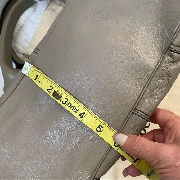 Chloe Taupe Gladys Leather Multi Zippers Tote Bag - Picture 10 of 11